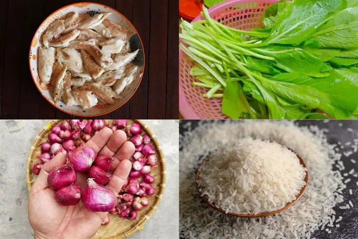 Cháo cá rô đồng và rau cải ngọt