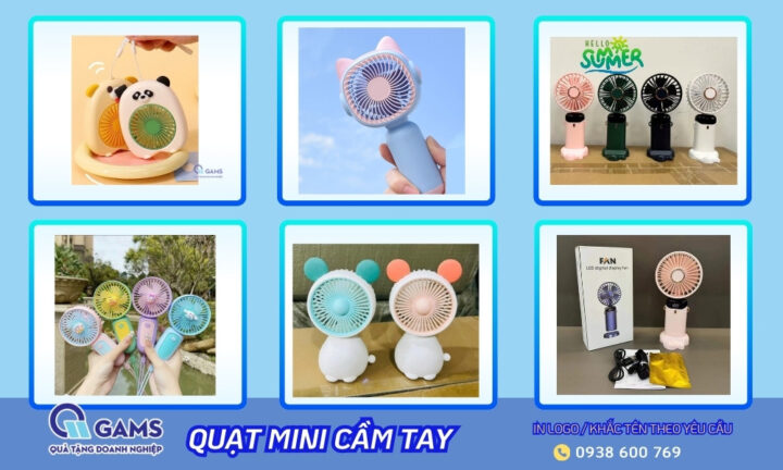 Quạt mini cầm tay sạc điện in logo làm quà tặng