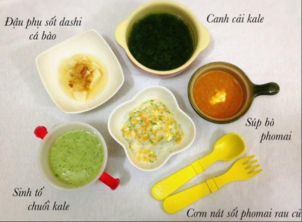Thực đơn cho trẻ 1 tuổi bao gồm súp bò phô mai và các loại rau củ