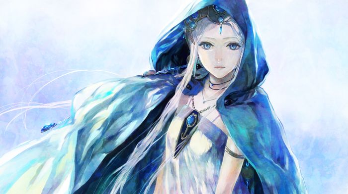 Tranh anime nàng công chúa tóc bạc như cước thanh thoát