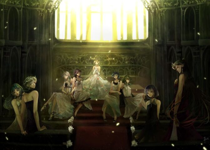 Tranh anime nàng công chúa trong thánh đường trang nghiêm