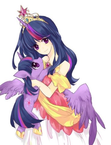 Tranh anime nàng công chúa bên chú ngựa kỳ lân thần thoại