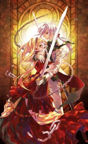 Tranh anime công chúa và kỵ sĩ dũng mãnh cầm kiếm