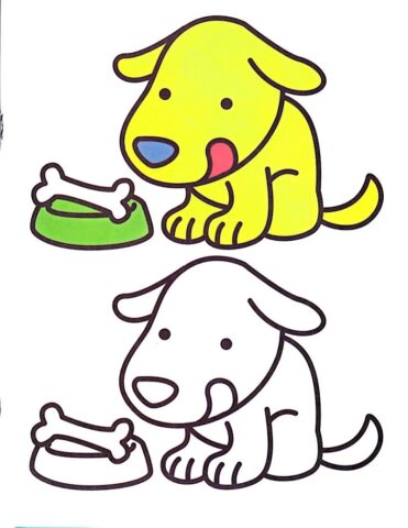 Hình vẽ chú cún con cho bé 3 tuổi