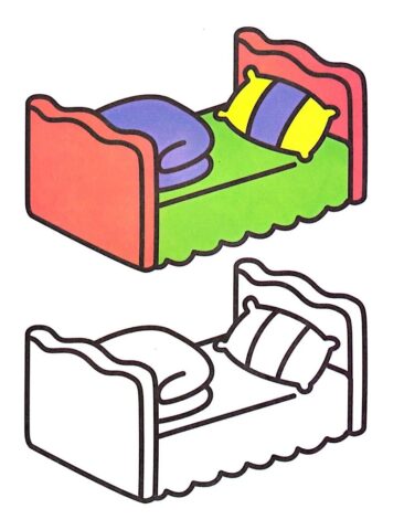 Hình vẽ cái giường cho bé 3 tuổi