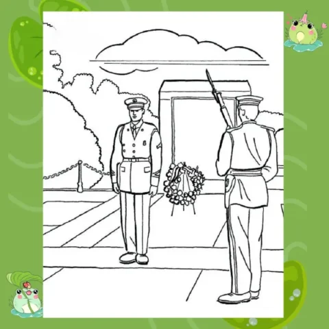 hình ảnh tô màu chú bộ đội đứng gác