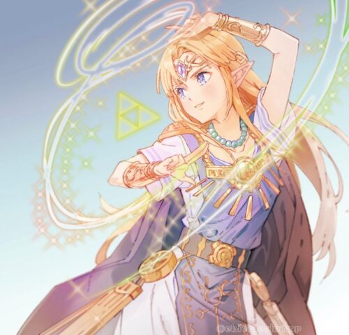 Tranh vẽ anime cô công chúa tóc vàng phép thuật