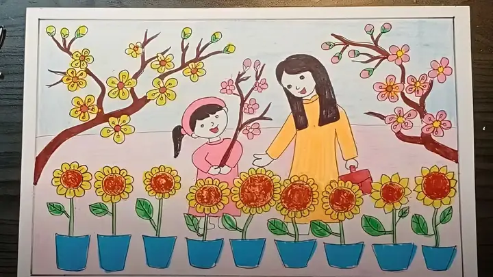 2.2 Cách vẽ tranh ngày tết