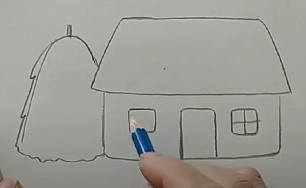 Cách 1: Hướng dẫn vẽ tranh phong cảnh làng quê nông thôn bằng màu sáp