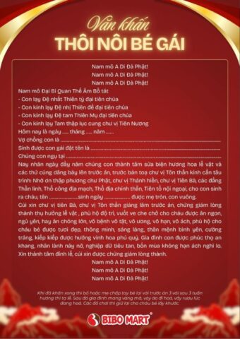 Văn khấn cúng thôi nôi cho bé gái chi tiết