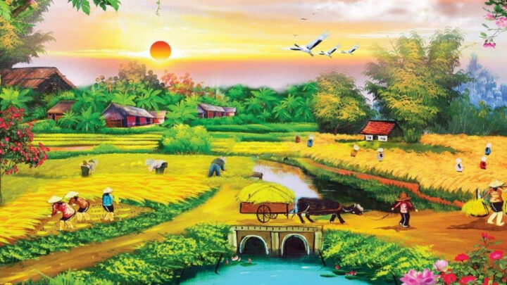 váº½ tranh quÃª hÆ°Æ¡ng phong cáº£nh