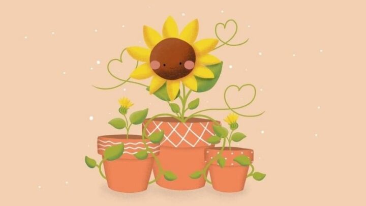 Vẽ hoa hướng dương đơn giản: Hoa hướng dương cute 2