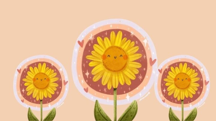 Vẽ hoa hướng dương đơn giản: Hoa hướng dương cute 3