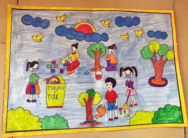 Hướng dẫn vẽ tranh bảo vệ môi trường bằng giấy A3