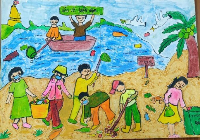 Tranh vẽ kêu gọi bảo vệ môi trường biển