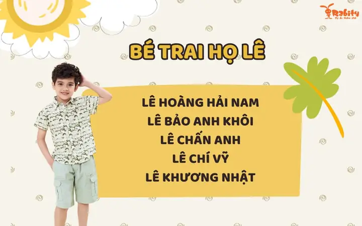 2.3.2. Tên 3 chữ cho bé trai họ Lê