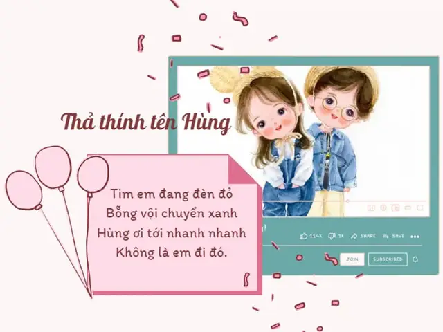 5. Thơ thả thính tên Hùng