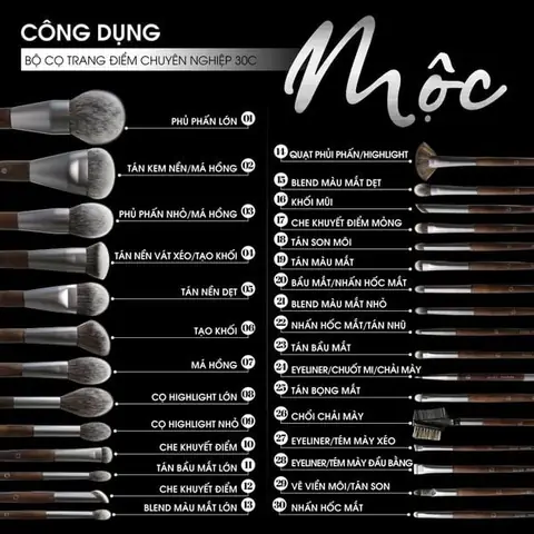 8 LOẠI CỌ TRANG ĐIỂM CƠ BẢN VÀ CÁCH DÙNG ĐỂ CÓ LỚP TRANG ĐIỂM ĐẸP