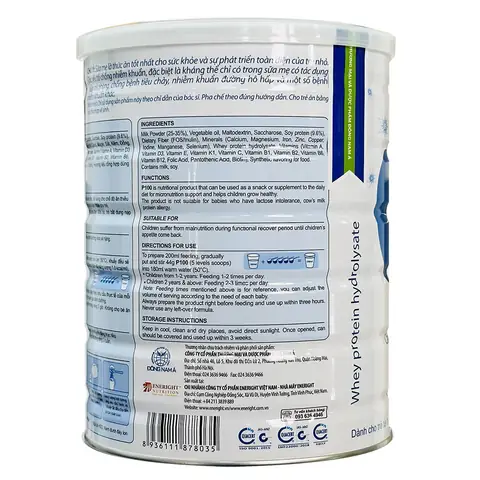 Sữa P100 thực phẩm bổ sung cao năng lượng cho trẻ biếng ăn, trẻ thấp còi, trẻ suy dinh dưỡng vừa và nặng được các chuyên gia dinh dưỡng khuyên dùng
