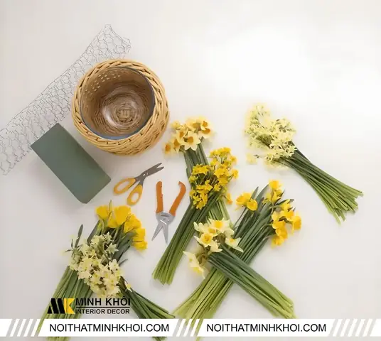 Cắm hoa cúc bàn thờ 5 bông