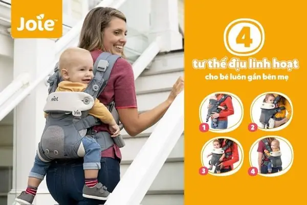 2. Cách dùng địu trẻ em Aprica Pitta 4 tư thế phù hợp với từng tháng tuổi