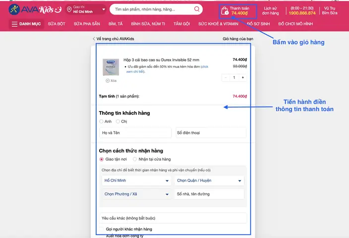 1.2 Cách mua bao cao su online chính hãng, uy tín tại AVAKids