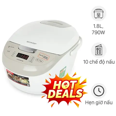 Nồi cơm điện tử Sharp 1.8 lít KS-COM191EV-WH