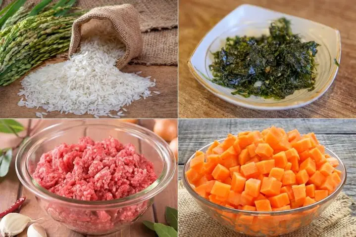 2.2. Cháo rong biển thịt bò và cà rốt cho bé