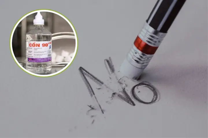 Cách tẩy mực bút chì trên giấy bằng cồn tẩy rửa