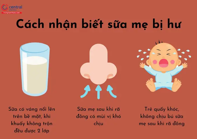 9Cách nhận biết sữa mẹ rã đông bị hư
