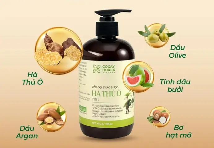 2.2 Dầu gội thảo dược Hà Thủ Ô 2in1 Cỏ Cây Hoa Lá 450g