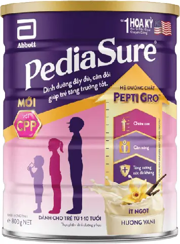 Thực phẩm dinh dưỡng y học cho trẻ 1-10 tuổi: Pediasure vani 800g (mẫu cũ: 850g)