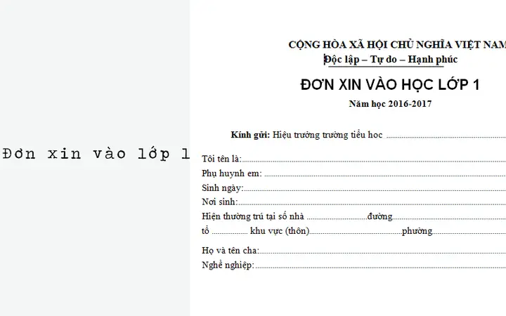 Bước 1: Làm hồ sơ xin nhập học