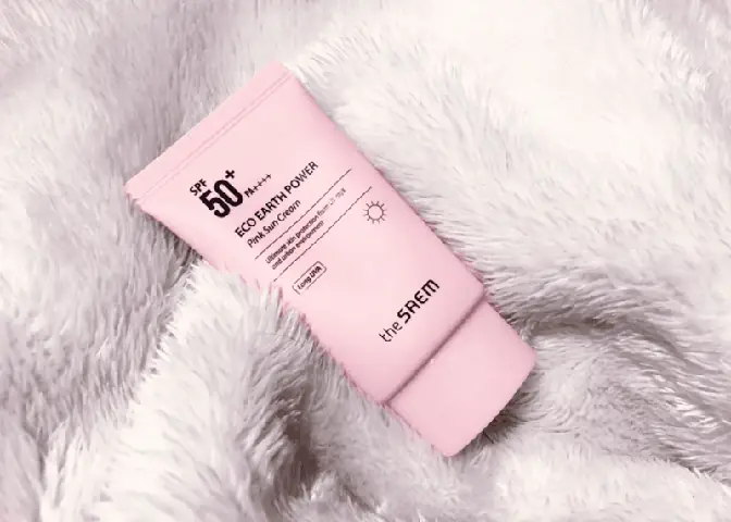 6. The Saem Eco Earth Power Pink Sun Cream SPF50+ PA+++