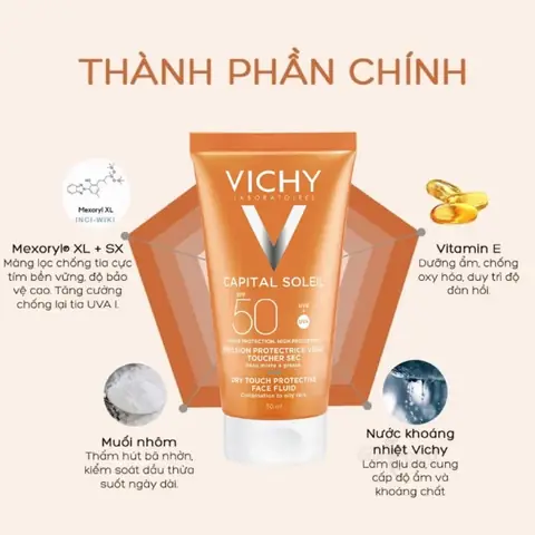 3.7 Kem chống nắng chống nước và mồ hôi Vichy Ideal Soleil Dry Touch