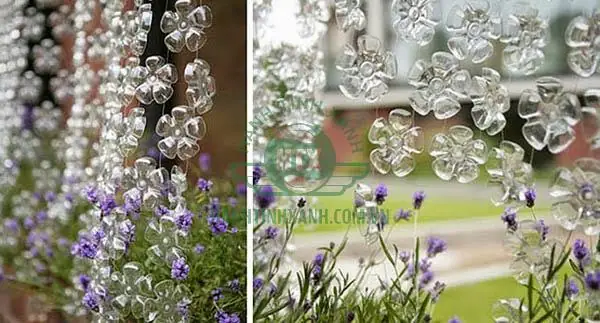 5. Sử dụng chai nhựa để làm hoa treo tường