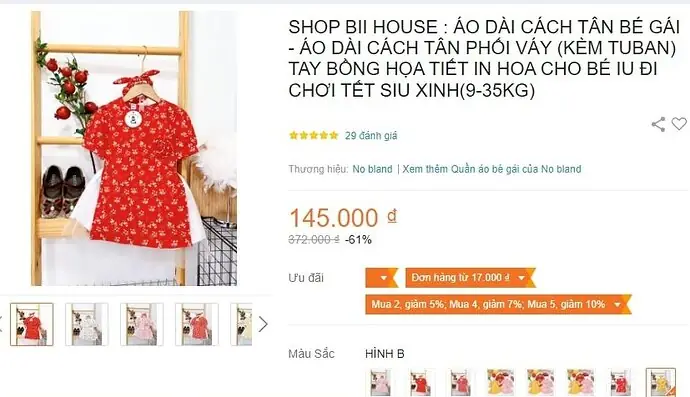 1.2. Áo dài cách tân hoa nhí bé gái kèm tuban
