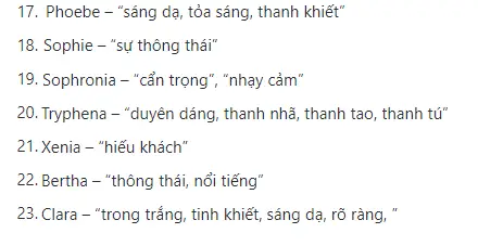 Tên tiếng anh cho nữ thể hiện tính cách
