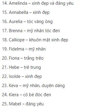 Tên tiếng anh hay cho nữ thể hiện vẻ bên ngoài
