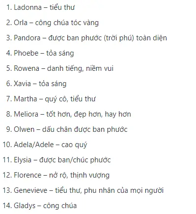 Tên tiếng anh thể hiện sự may mắn, giàu sang