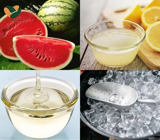 Nguyên liệu chuẩn bị để làm nước ép dưa hấu Nguyên liệu chuẩn bị để làm nước ép dưa hấu