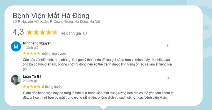 1. Bệnh viện Mắt Hà Đông