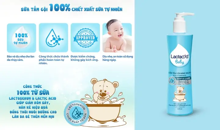 3.2 Sữa tắm gội cho bé Lactacyd Gentle Care
