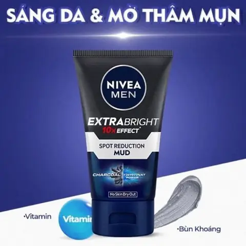Sữa Rửa Mặt Nivea Men Giúp Sáng Da & Kiểm Soát Nhờn Nivea Extra Bright Spot Reduction Mud Foamsẽ giúp thanh lọc da, kiểm soát dầu nhờn, làm sạch sâu, làm mờ vết thâm, đem lại làn da sáng, sạch và sảng khoái hơn sau khi rửa mặt.