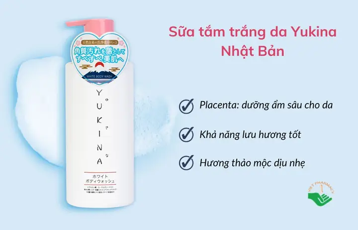5. Sữa tắm trắng da Yukina – Nhật Bản