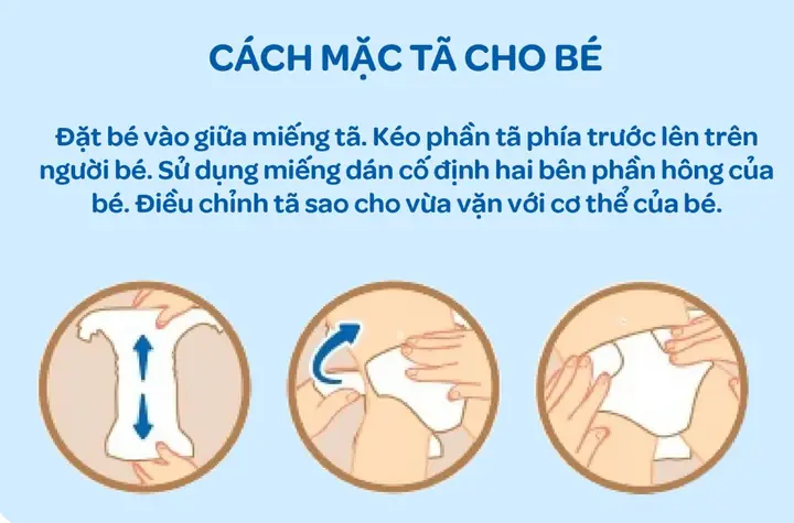 2. Hướng dẫn thay tã dán cho bé