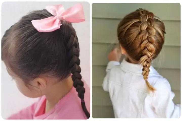 1.1 Tết tóc cho bé gái kiểu thắt bím đuôi gà