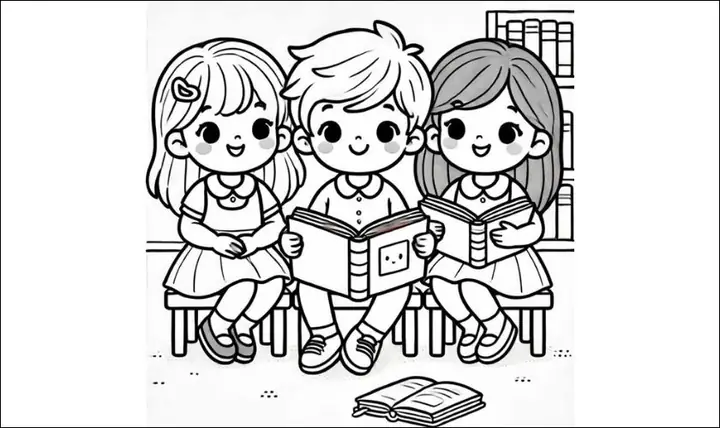 Tranh tô màu ngày Quốc tế Thiếu nhi 1/6 về bạn bè