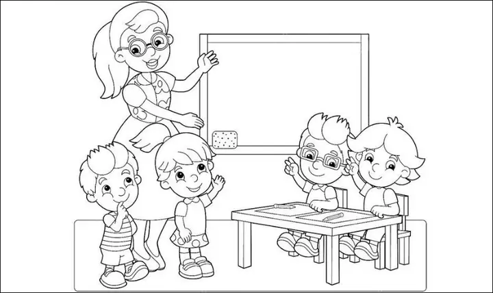 Tranh tô màu ngày Quốc tế Thiếu nhi 1/6 về thầy cô