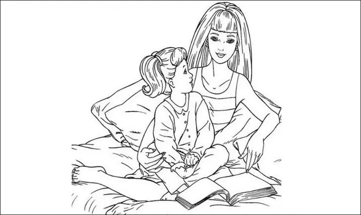 Tranh tô màu ngày Quốc tế Thiếu nhi 1/6 về gia đình